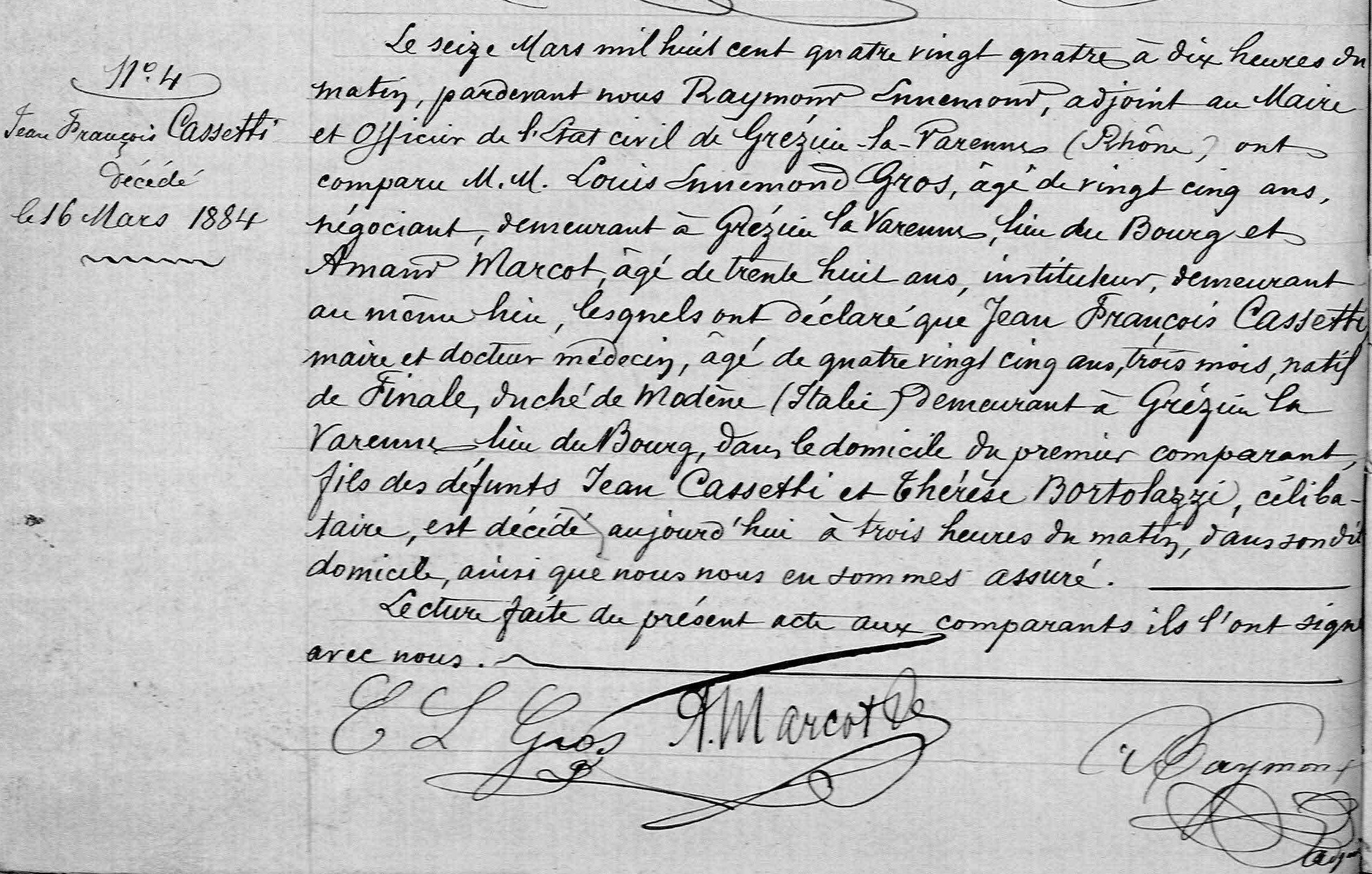 18840316 certificat deces Francesco Cassetti